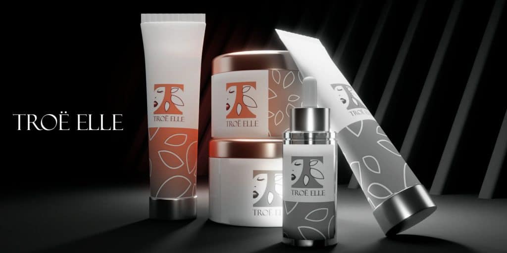 Custom cosmetic logo design mood board with color swatches showing brand identity planning for a beauty brand