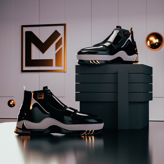 3D Shoe Modeling - Black Sneaker Pair