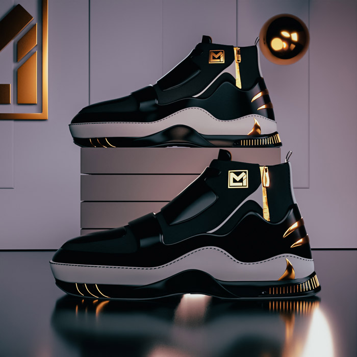 3D Shoe Modeling - Black Sneaker Pairs