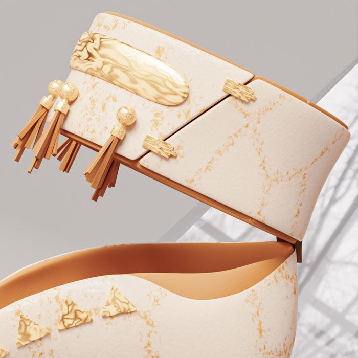 3D Shoe Modeling - High Heels Gold Close