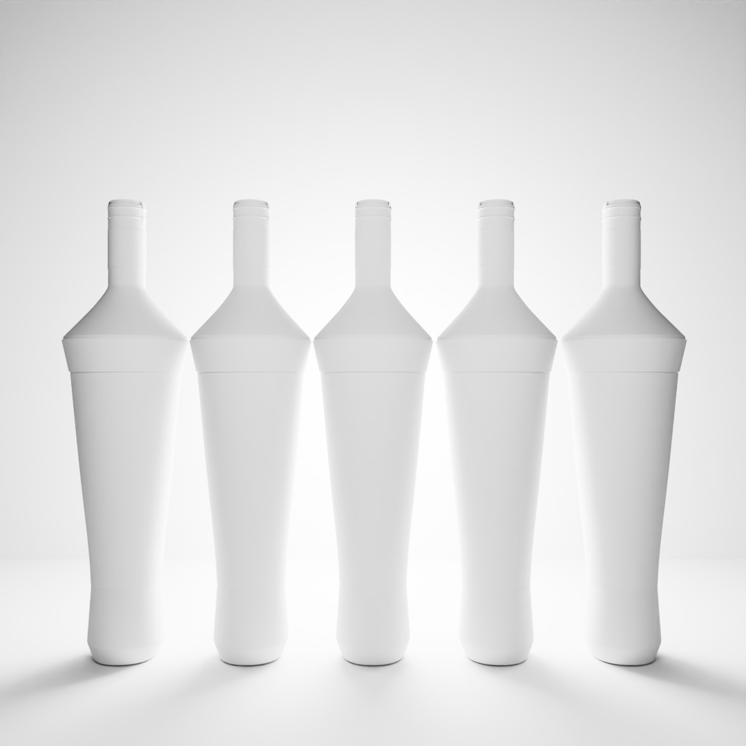 Freelance 3D Modeling Clay Version White bottle prototypes designed with 3D modeling services expertise