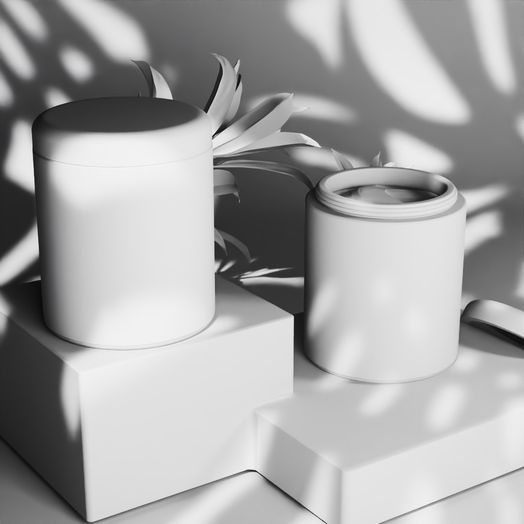 Haircare Clay Minimalist containers created through professional 3D modeling services