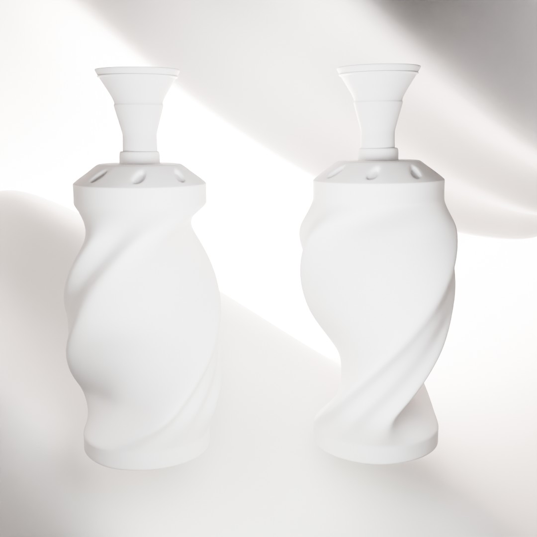 freelance 3D modeling for fragrance marketing clay Elegant ceramic vases designed by freelance 3D modeling service