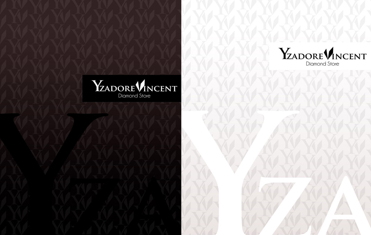 jewelry store logo patterns Dark brown and white pattern swatches showing a repeating monogram motif derived from a jewelry store logo in light and dark
