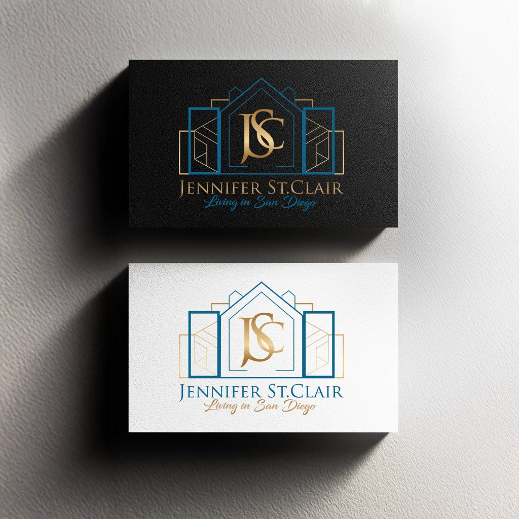 Luxury Real Estate Personal Branding Luxury real estate branding business card design in navy and gold