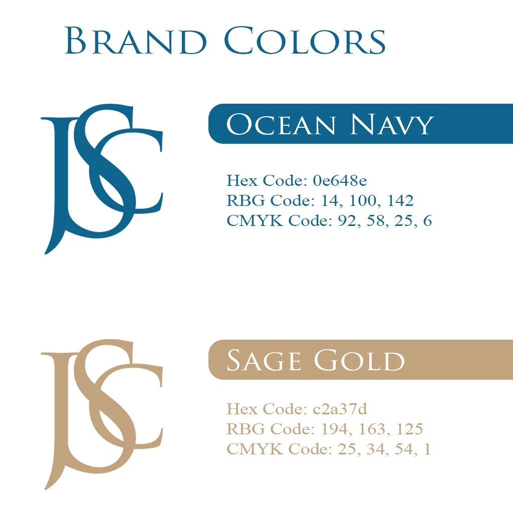 Luxury Real Estate Personal Branding Luxury real estate branding color palette Ocean Navy and Sage Gold