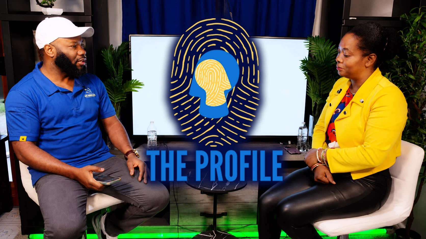 podcast-branding-the-profile-episode-cover The Profile podcast episode cover showing two hosts in conversation beneath the fingerprint logo