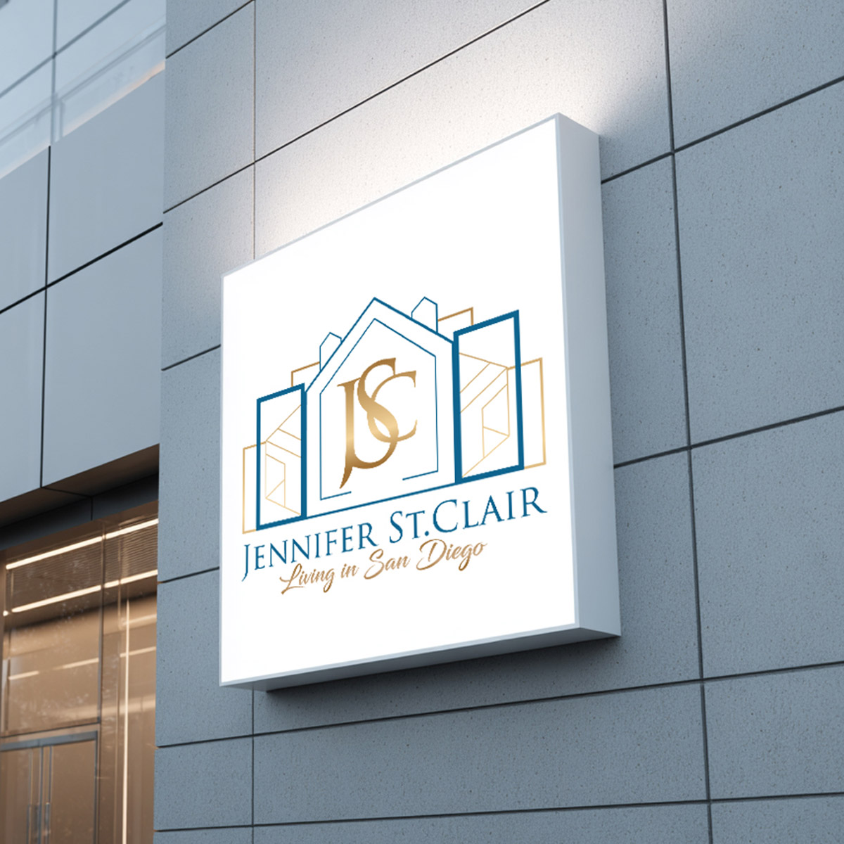 real-estate-agent-logo-listing-sign Real estate agent logo displayed on a printed advertisement for a luxury San Diego agent