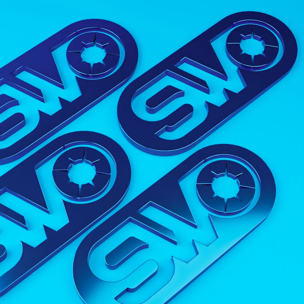 repeating-logo-plaques-blue-background Four blue logo plaques arranged diagonally on a bright blue background