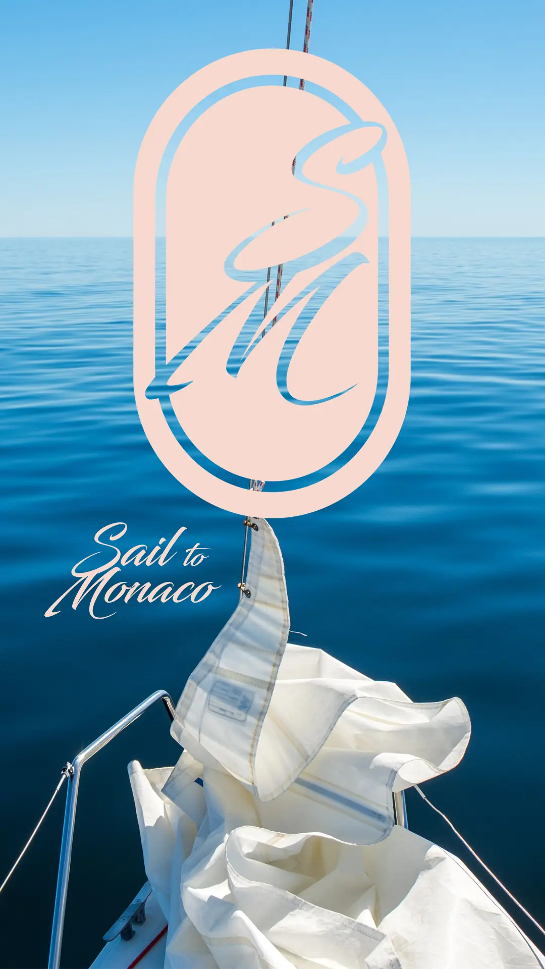 sail-to-monaco-monogram-at-sea Sail to Monaco SM monogram mark shown against an open sea background