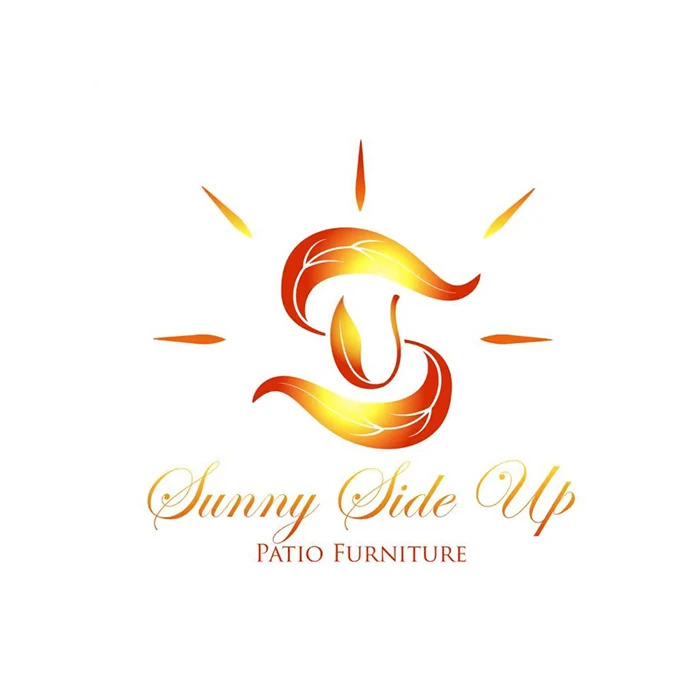 creative-services-sunny-side-up-patio-furniture-logo-design Orange and yellow sunburst leaf logo for Sunny Side Up Patio Furniture.