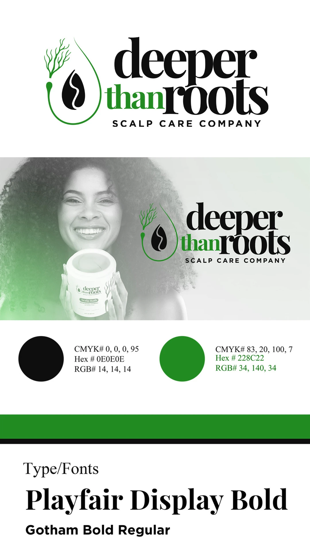 deeper-than-roots-branding-design-board Deeper Than Roots branding design board showing the logo, color palette, and fonts.